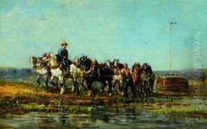 Chevaux Au Bord De L'etang Chevaux Au Bord De L'etang