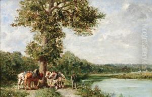 La Pose Sur Le Chemin De Halage by Jules Jacques Veyrassat