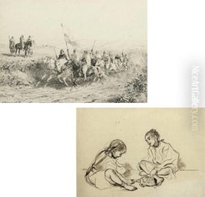 L'escorte Du Caid; The Arabian Warriors by Jules Jacques Veyrassat