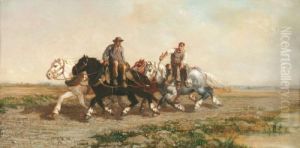 Chevaux Au Retour Du Labour by Jules Jacques Veyrassat