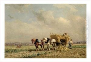Chevaux Et Charette De Foin