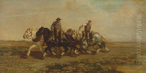 Two Figures With Draft Horses - view 1