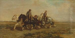 Two Figures With Draft Horses Two Figures With Draft Horses