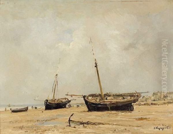 Bateaux Sur La Plage A Maree Basse - view 1