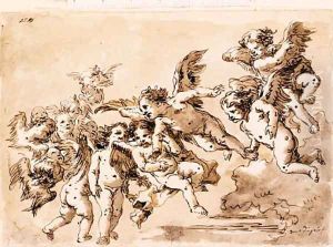 Angels in Flight by Giovanni Domenico Tiepolo