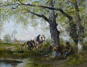 Paysans Et Chevaux Dans Un Paysage Paysans Et Chevaux Dans Un Paysage