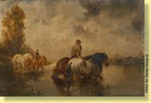 Brabancons Passant A Gue by Jules Jacques Veyrassat