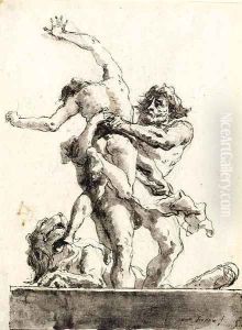 Hercules and Antaeus 2 by Giovanni Domenico Tiepolo