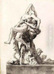 Hercules and Antaeus 3 by Giovanni Domenico Tiepolo