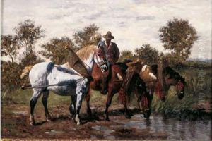 La Halte Aux Chevaux by Jules Jacques Veyrassat