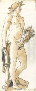 Zephyr, standing in profile to the right, holding a cornucopia