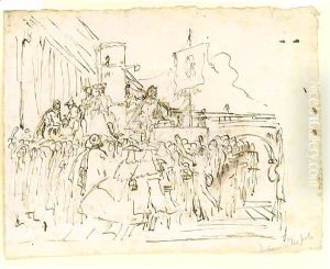 A crowd watching a charlatan by Giovanni Domenico Tiepolo
