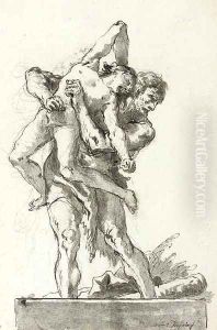 Hercules and Antaeus 5 by Giovanni Domenico Tiepolo