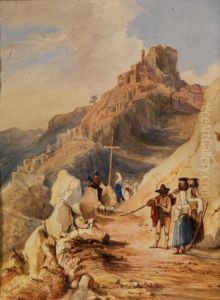 Italienische Berglandschaft Mitfigurenstaffage by Achille Vianelli