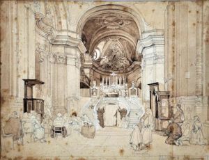 Interno Della Chiesa Di S.anna by Achille Vianelli