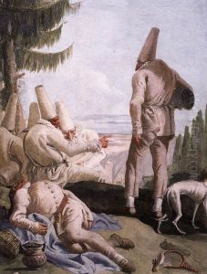 Pulcinella's Departure by Giovanni Domenico Tiepolo