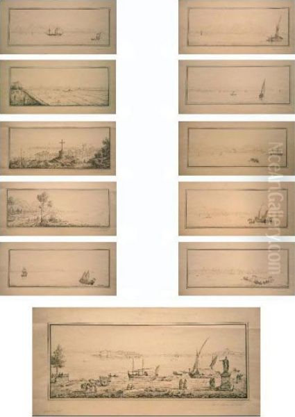 A) Porto Di Messina E La
Calabria - B) Il Capo Zafferano Presso Palermo - C) Saline Di Trapani -
D) Porto Di Girgenti - E) Messina Da Punta Del Faro - F) Trapani - G)
Palermo E Monte Pellegrino - H) Veduta Di Catania E Dell'etna - I)
Girgenti Pres - view 1