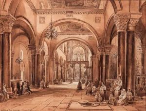 Pie Donne In Preghiera Nella Basilica Di San Nicola A Bari by Achille Vianelli