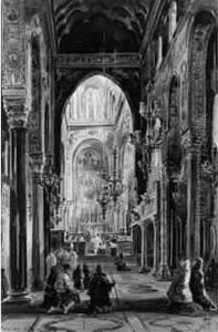Messe Dans Une Eglise A Palerme by Achille Vianelli