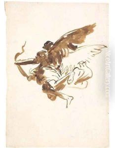 Study of a flying angel by Giovanni Domenico Tiepolo
