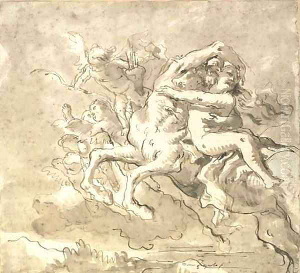 A centaur carrying off a nymph, accompanied by putti - view 1