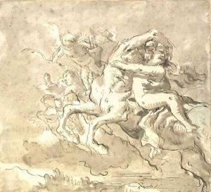 A centaur carrying off a nymph, accompanied by putti by Giovanni Domenico Tiepolo