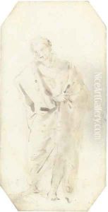 A standing figure in a cloak