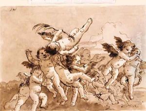 Angels in Flight, one holding a palm