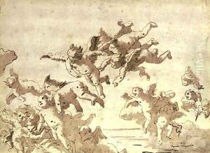 Putti in flight by Giovanni Domenico Tiepolo
