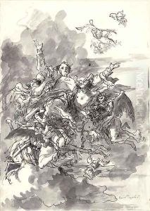 Saint Lawrence carried up to heaven by angels by Giovanni Domenico Tiepolo