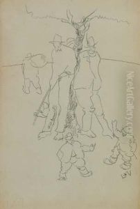 Figure Con Albero by Lorenzo Viani