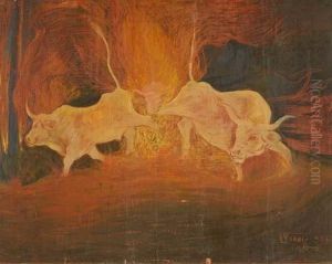 Bovi Nell' Incendio by Lorenzo Viani