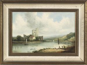 Sailing By A Ruin; Figures On A Village Coast
