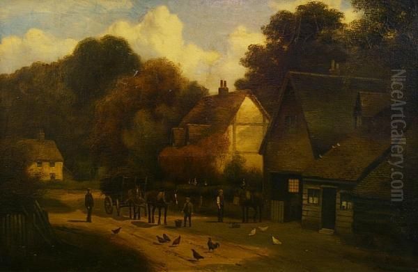 Street Scene With Figures And Fowl - view 1