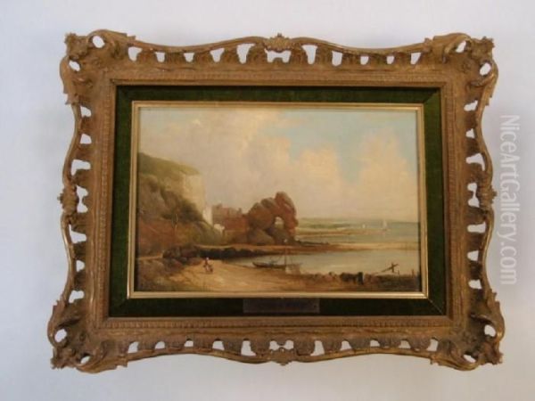 A Coastal Cove Scene With Figures And Boat - view 1