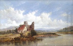 A Cottage Anda Ruined Castle On The Banks Of A River