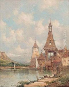 A Village On The Rhine; A Mill On The Rhine by A.H. Vickers