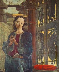Annunciation (detail) 1469 by Cosme Tura