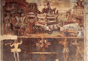 Allegory of September- Triumph of Vulcan 1476-84 by Cosme Tura