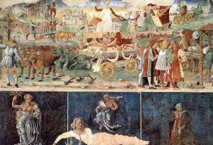 Allegory of August- Triumph of Ceres 1476-84 by Cosme Tura