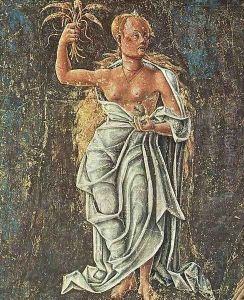 Allegory of August- Triumph of Ceres (detail-2) 1476-84 by Cosme Tura