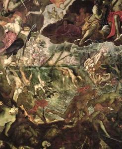 The Last Judgement, detail of the damned in the River Styx and Charons boat full of passengers, before 1562