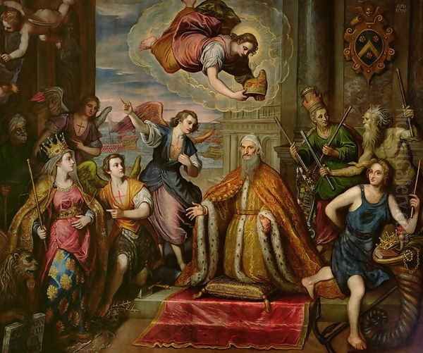 Doge Giovanni Bembo d.1615 kneeling before the personification of the City of Venice - view 1