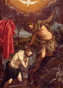 The Baptism Of Christ by Domenico Tintoretto