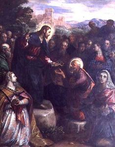 Christ Delivering the Keys to St. Peter with St. Jacinta and St. Justina of Padua