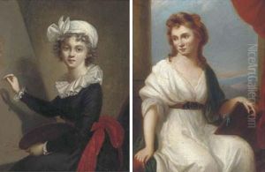 Portrait Of The Artist At An Easel; And Portrait Of The Artistholding A Painting by Elisabeth Vigee-Lebrun