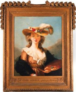 Portrait Of The Artist, Half-length, In A Straw Hat, Holdingbrushes And A Palette