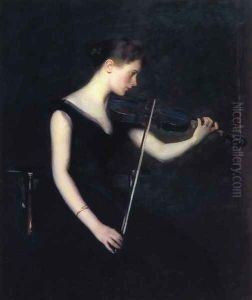 Girl with Violin by Edmund Charles Tarbell