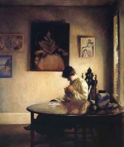 A Girl Crocheting by Edmund Charles Tarbell