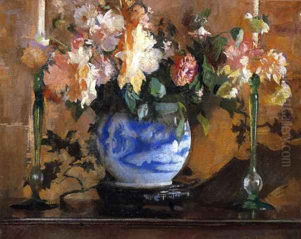 Flowers in a Blue Ginger Jar - view 1